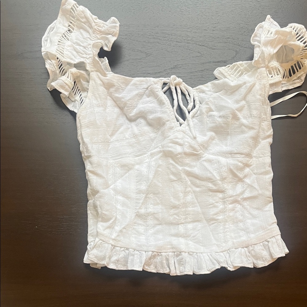 LPA White Ruffled Blouse